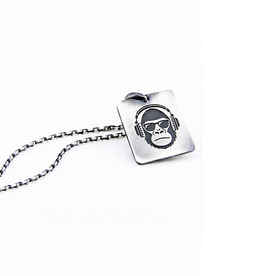 Dj Gorilla Necklace in Sterling Silver