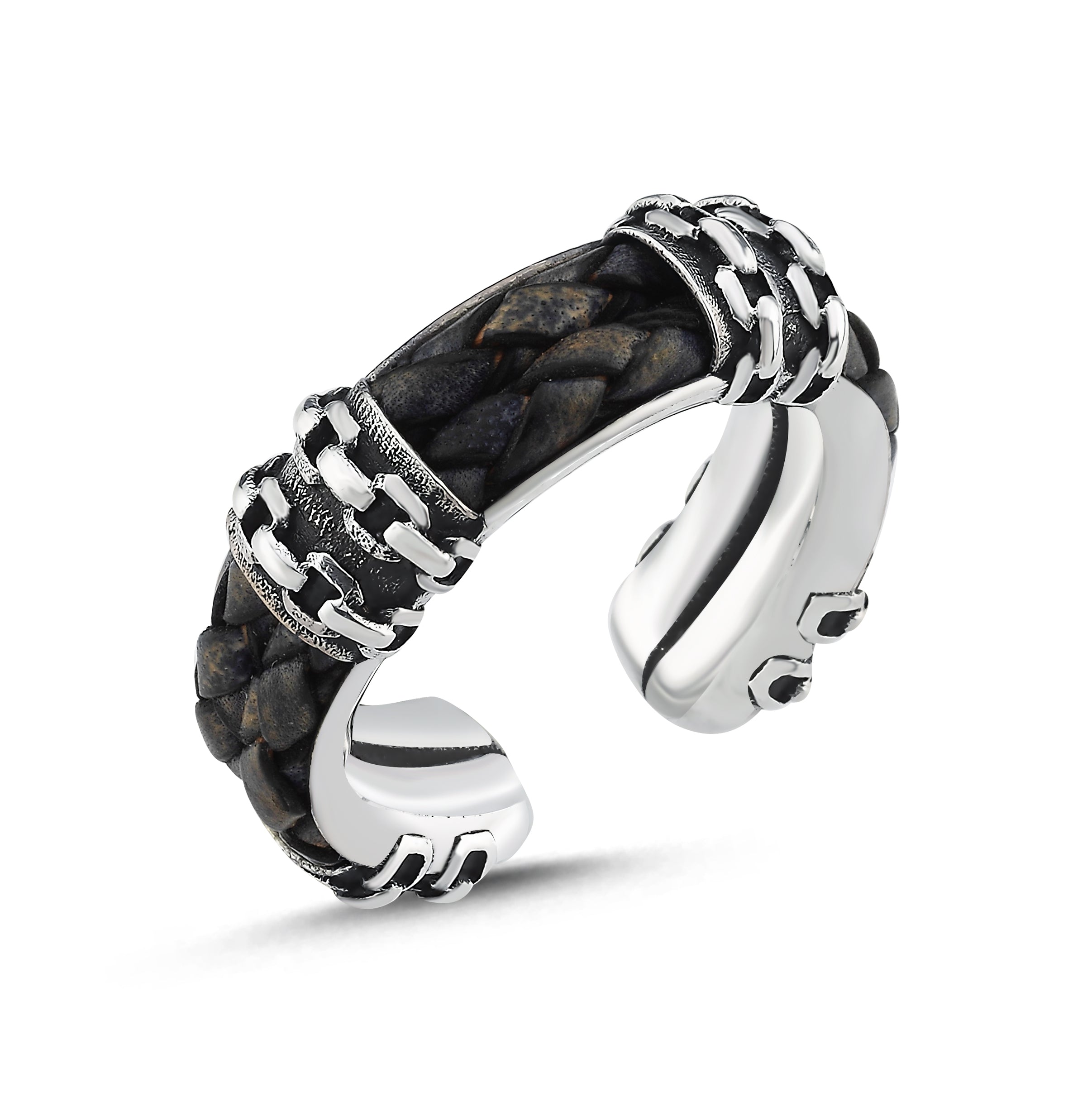 Double Leather Ring in Sterling Silver