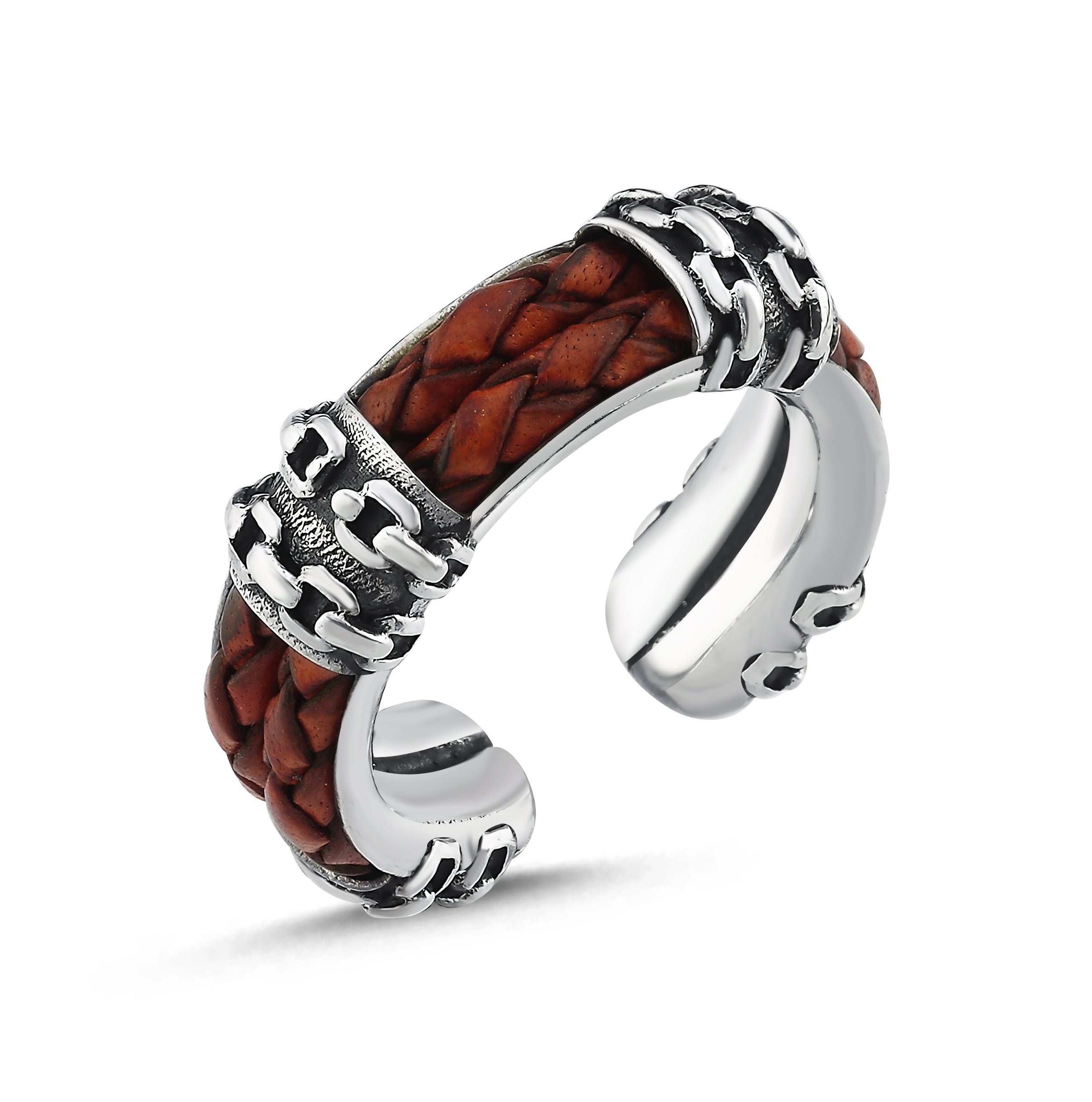 Double Leather Ring in Sterling Silver