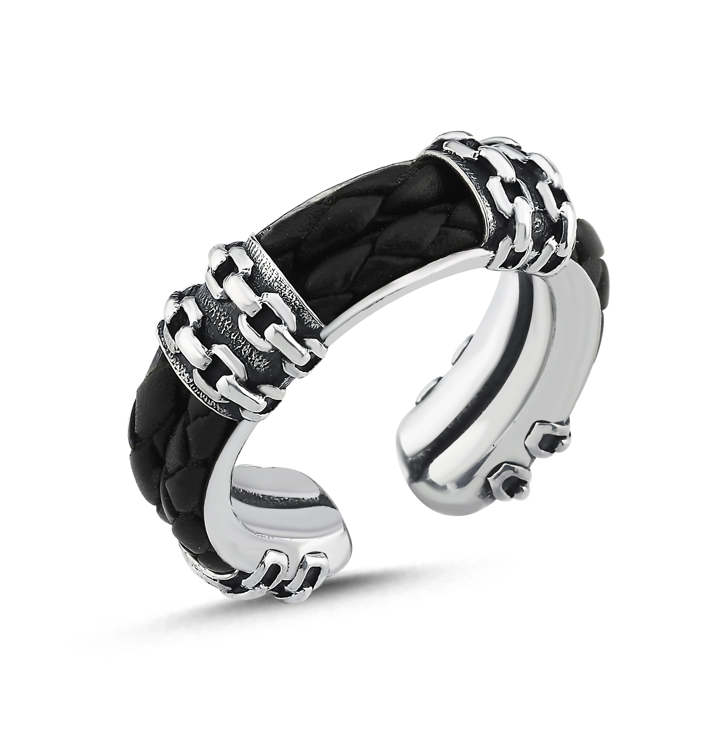 Double Leather Ring in Sterling Silver