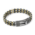 Square Double Bubble Hematite Bracelet in Sterling Silver
