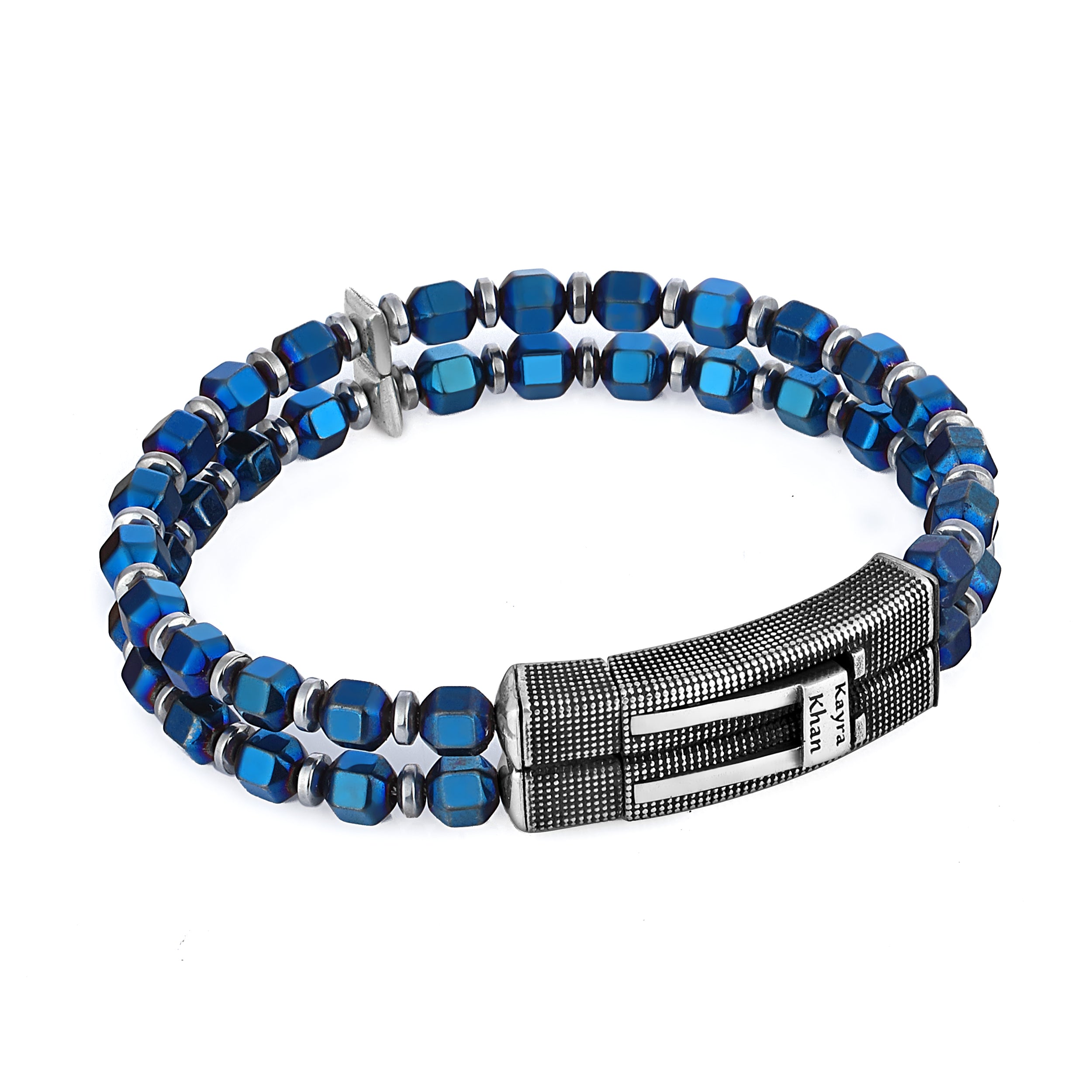 Double Lock Bubble Sqr Double Bracelet in Sterling Silver