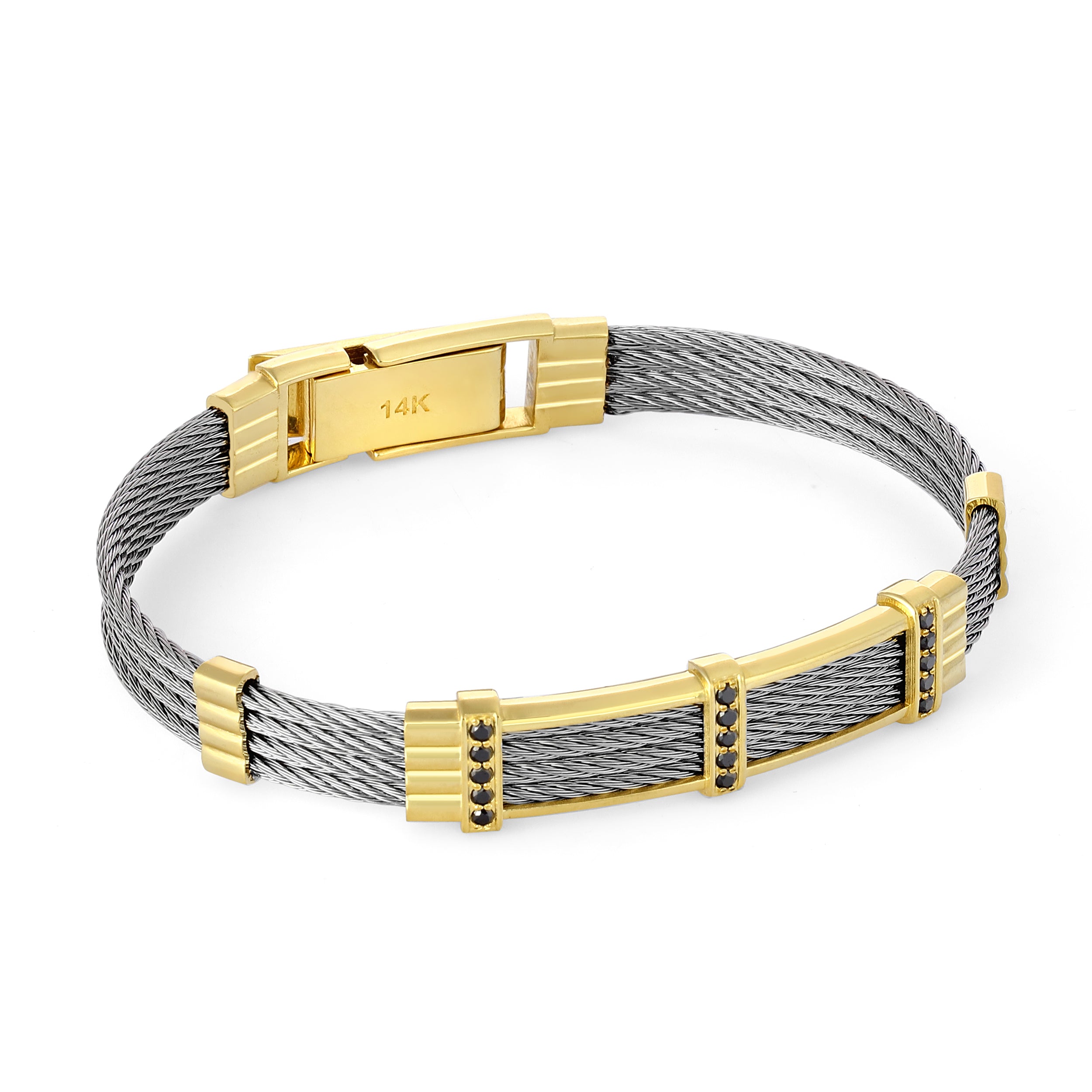 Pendant-4 T.lock Black Diamond Steel in 14K Gold
