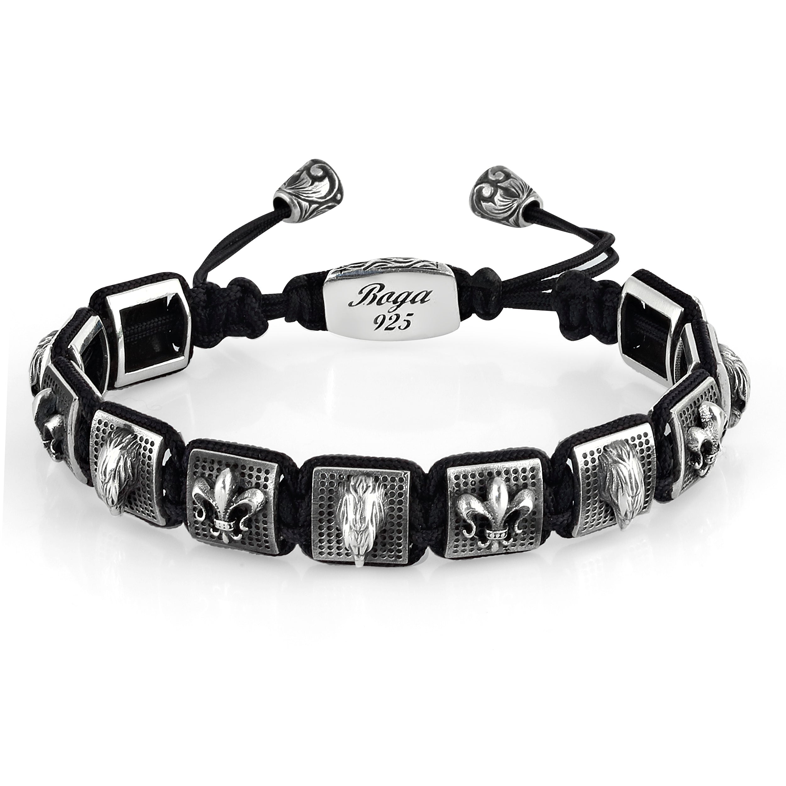 Eagle Fleur de Lis Macrame Bracelet in Sterling Silver