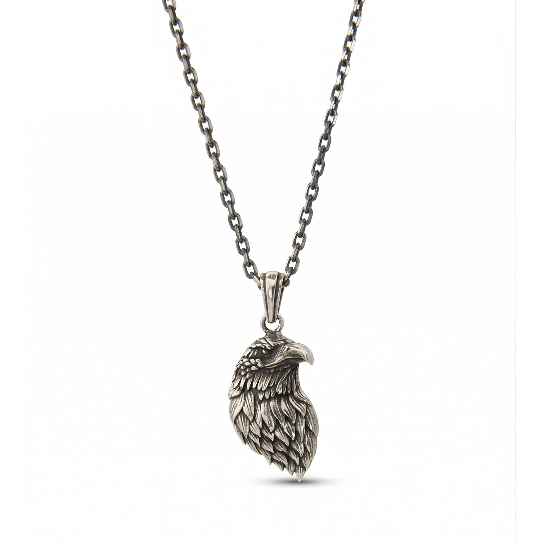 Eagle Head Necklace in Sterling Silver