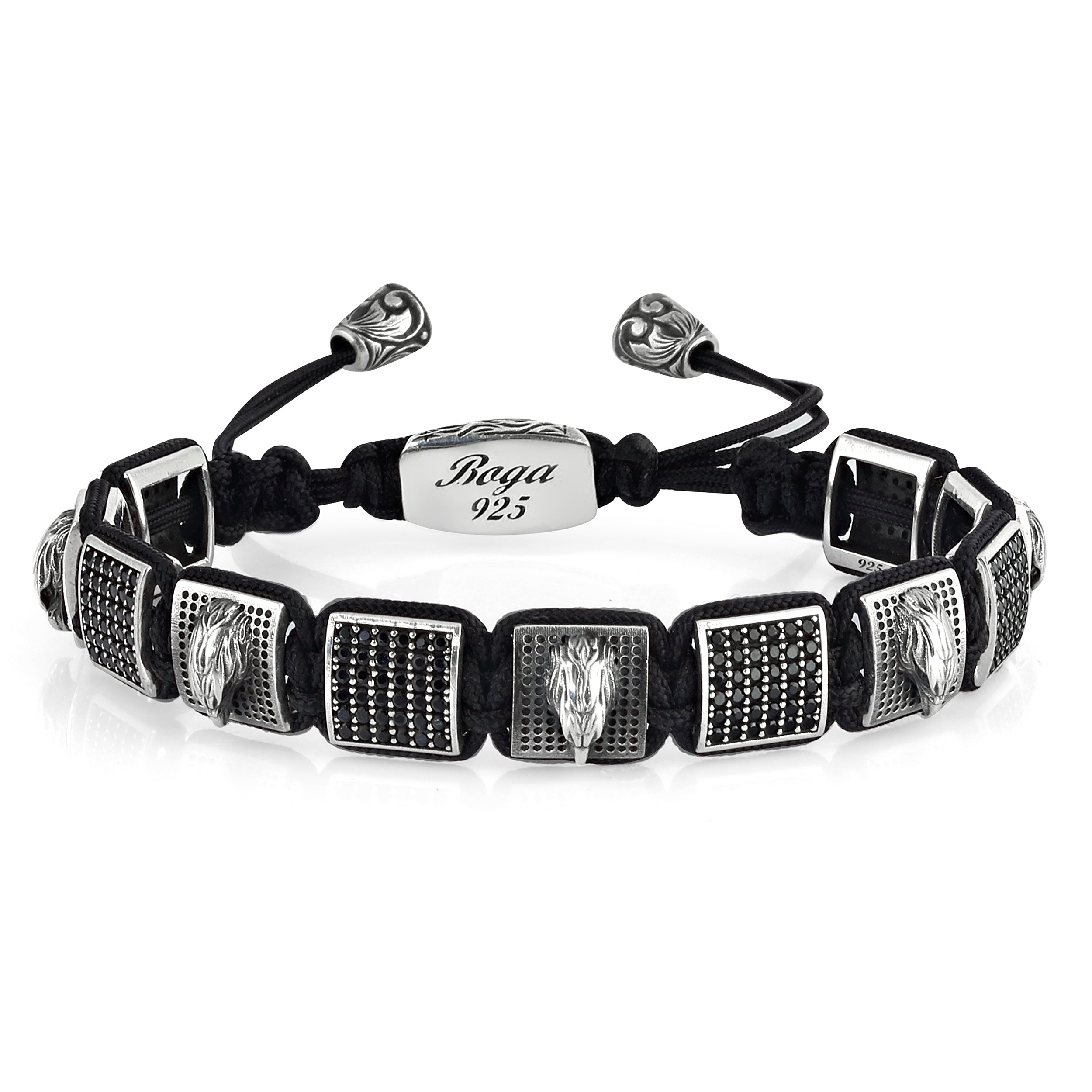 Eagle Zircon Macrame Bracelet in Sterling Silver