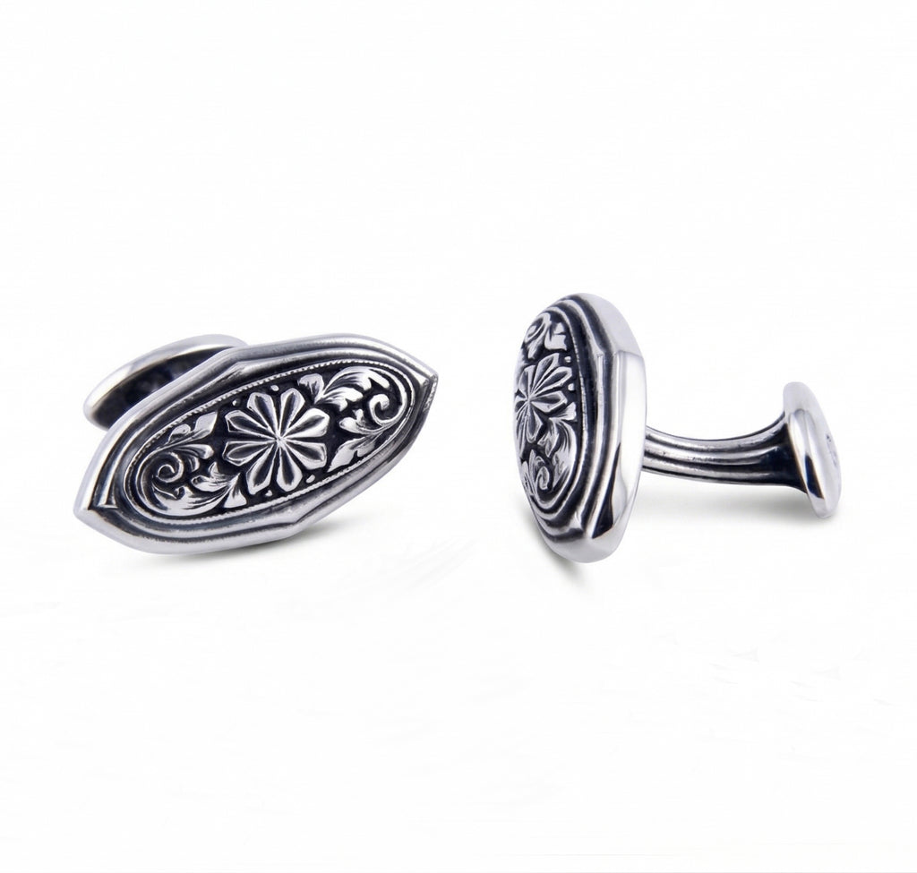 Elips Engraved Cufflinks in Sterling Silver