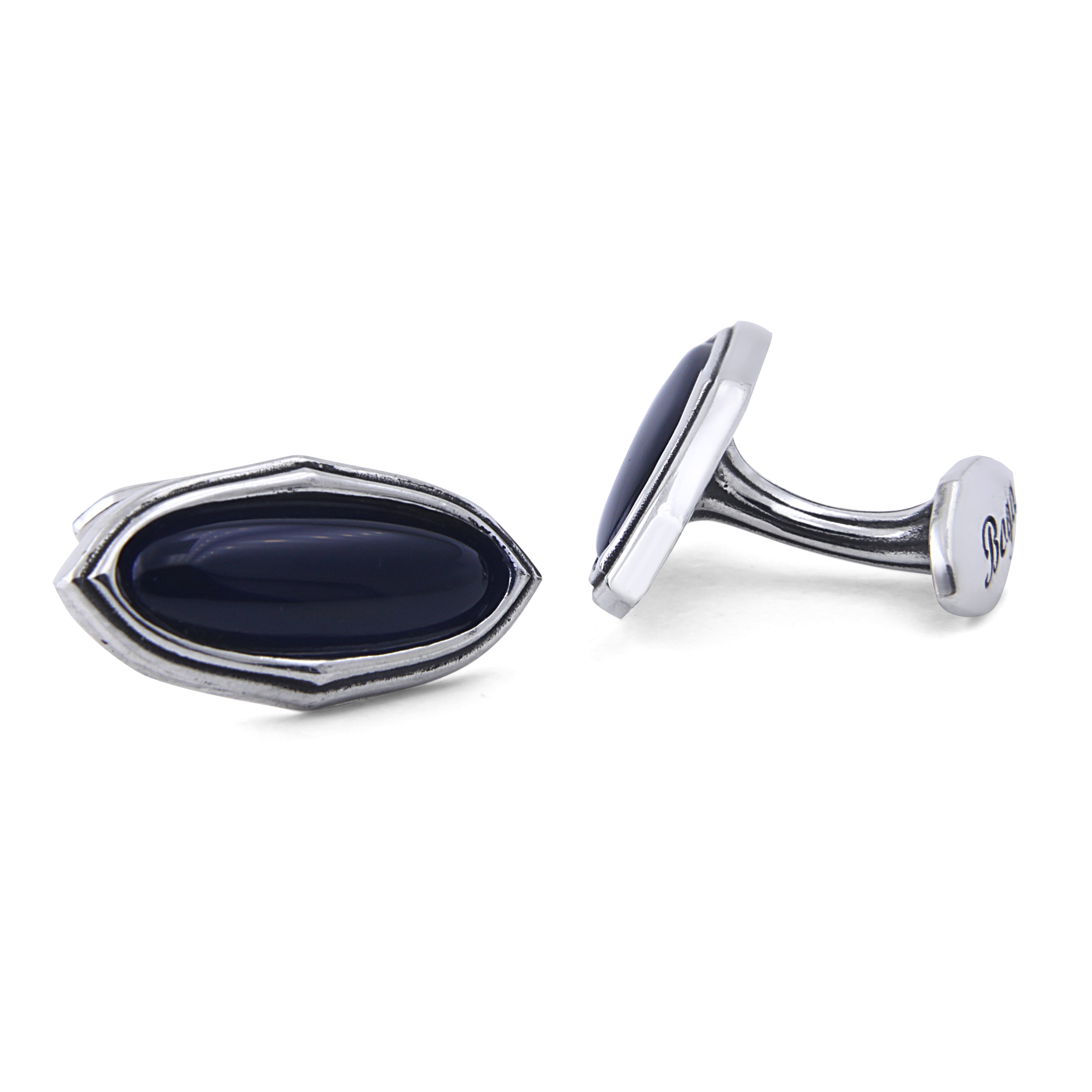 Elips Gemstone Cufflinks in Sterling Silver