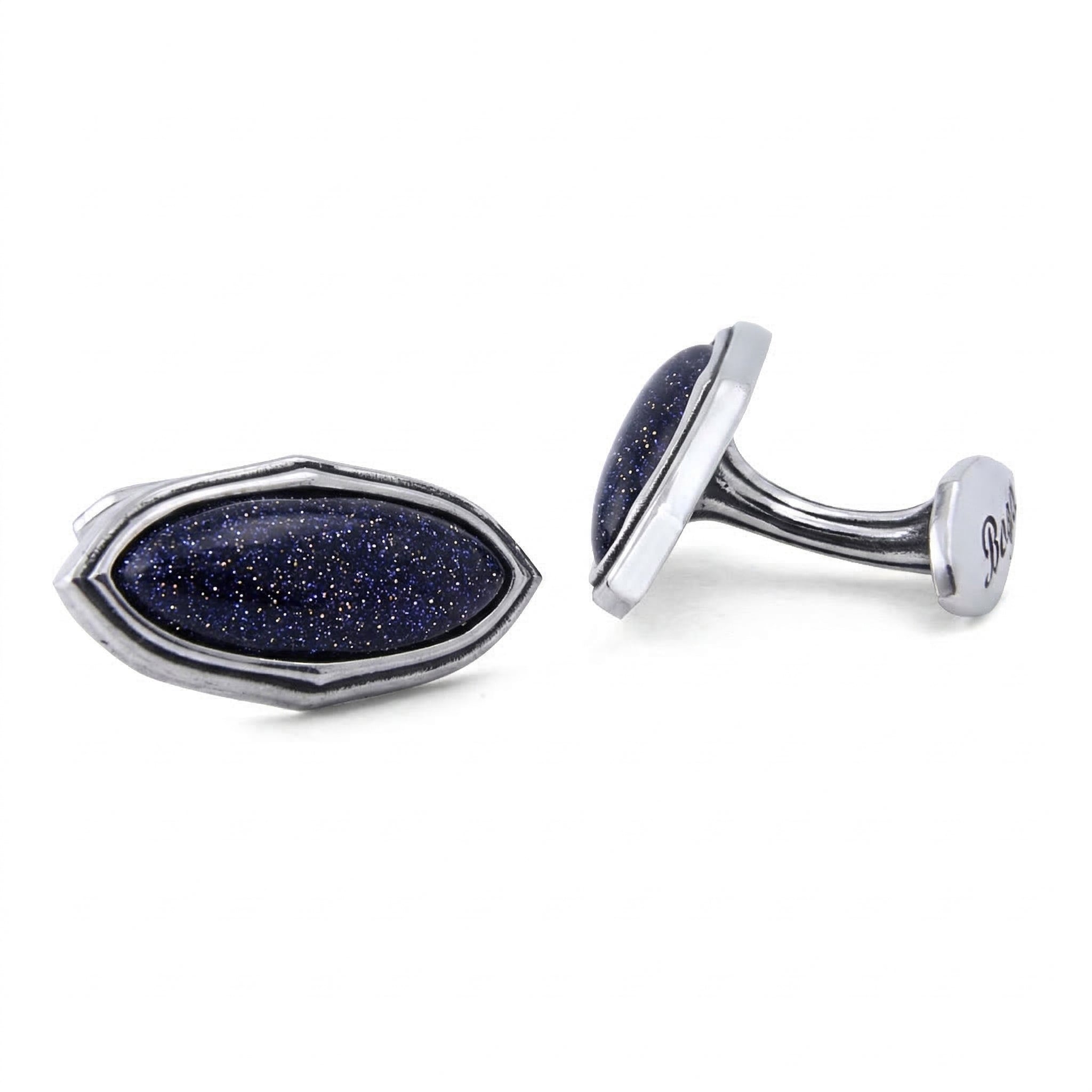 Elips Gemstone Cufflinks in Sterling Silver