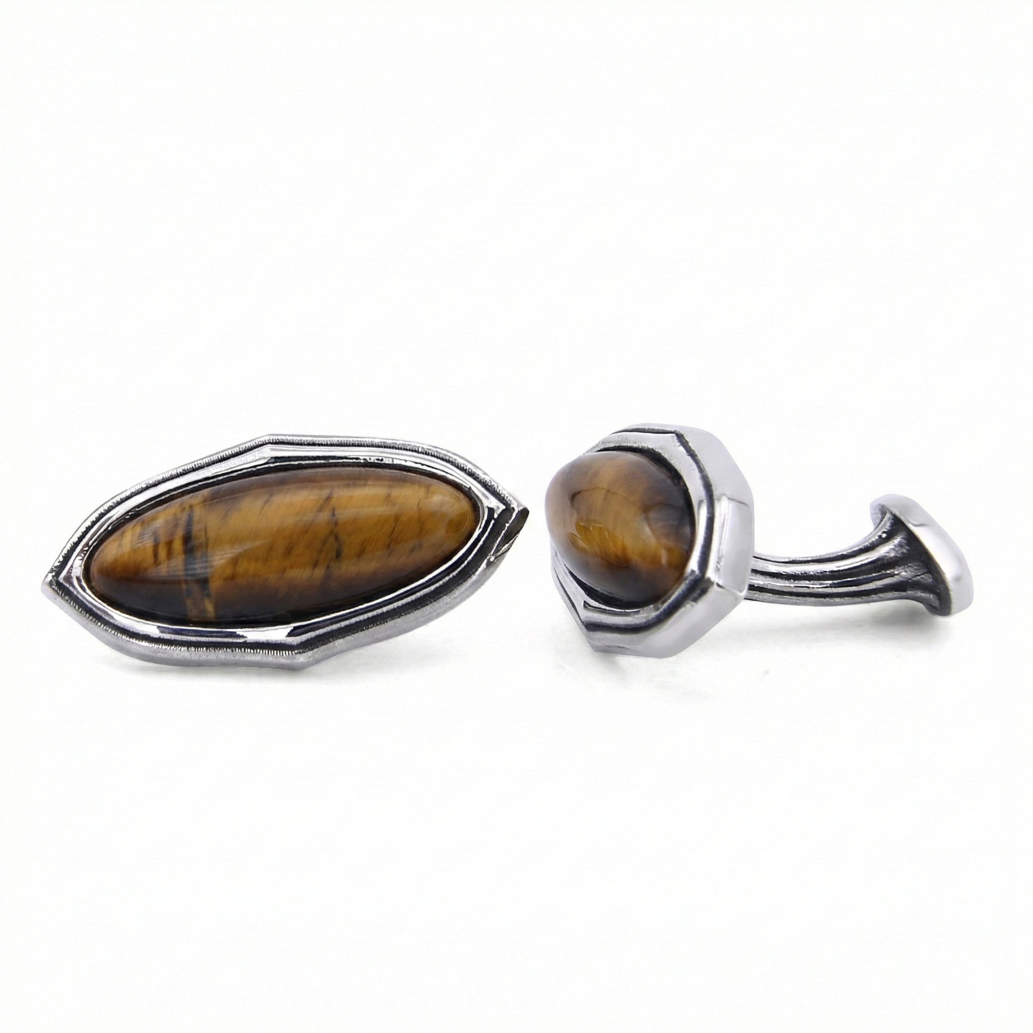Elips Gemstone Cufflinks in Sterling Silver
