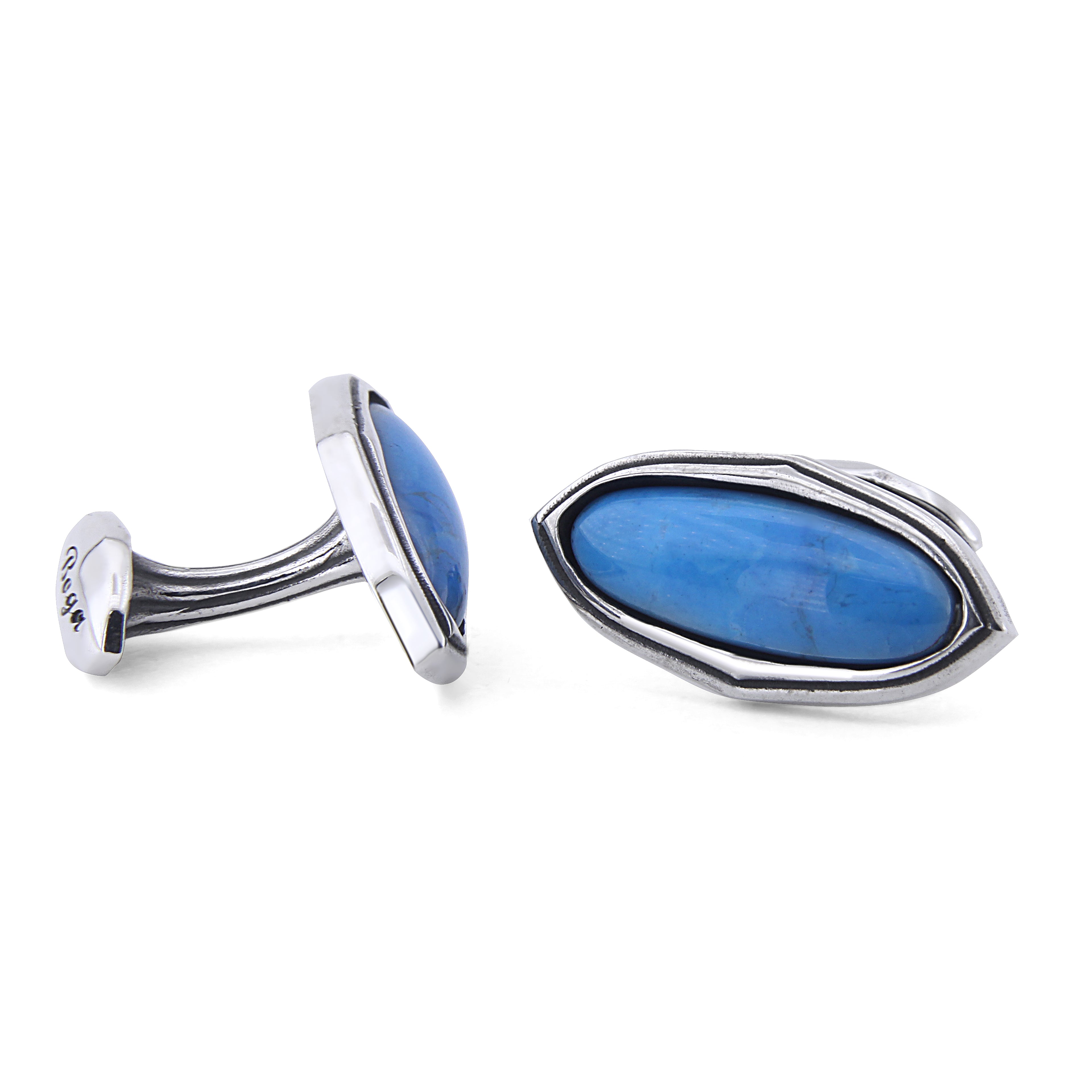 Elips Gemstone Cufflinks in Sterling Silver