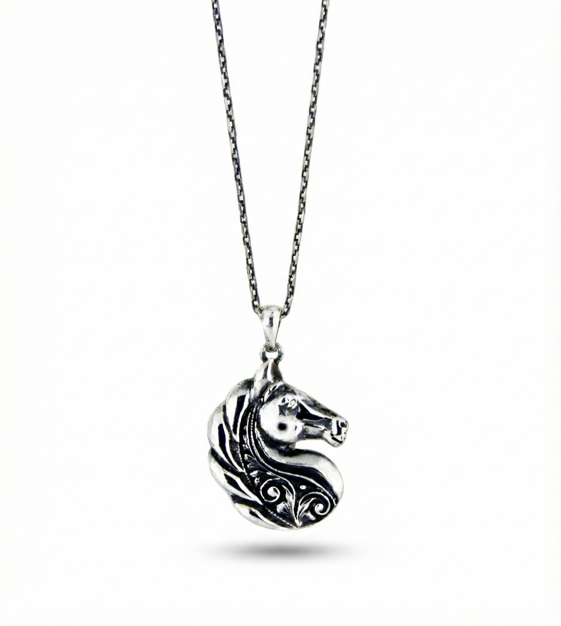 Engraved Horse Necklace in Sterling Silver