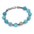 Engraved Gemstone Hook Bracelet in Sterling Silver