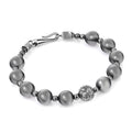 Engraved Gemstone Hook Bracelet in Sterling Silver