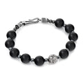 Engraved Gemstone Hook Bracelet in Sterling Silver