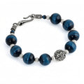 Engraved Gemstone Hook Bracelet in Sterling Silver
