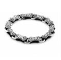 Engraved Arc Shield Lock Chain Bracelet in Sterling Silver