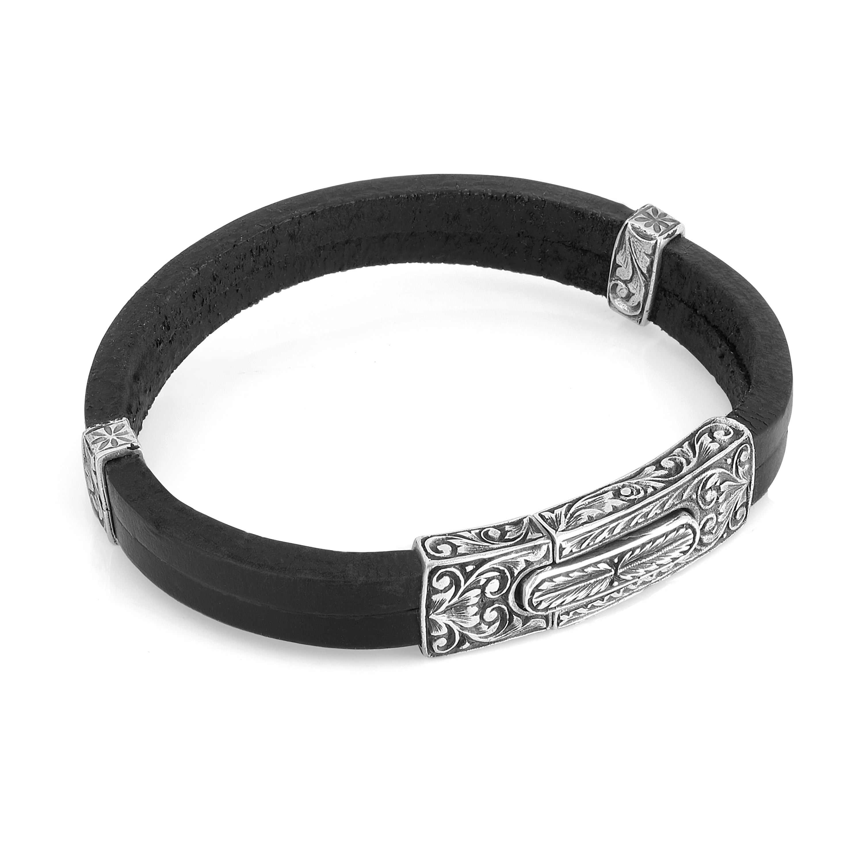 Engraved Box Top Lock Bracelet in Sterling Silver