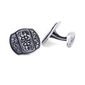 Engraved Curved Square Cufflinks in Sterling Silver