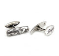 Engraved Diagonal Curve Cufflinks in Sterling Silver