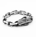 Engraved Horn Lock Chain Bracelet in Sterling Silver
