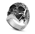 Engraved King Skull Ring in Sterling Silver