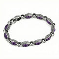 Engraved Loop Gemstone Chain Bracelet in Sterling Silver