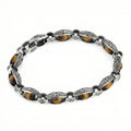Engraved Loop Gemstone Chain Bracelet in Sterling Silver