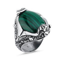 Engraved Oval Stud Gemstone Ring in Sterling Silver