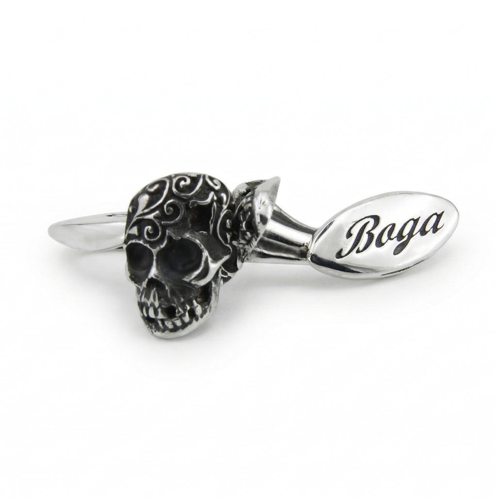 Engraved Skull Cufflinks in Sterling Silver