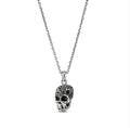 Engraved Skull Necklace in Sterling Silver