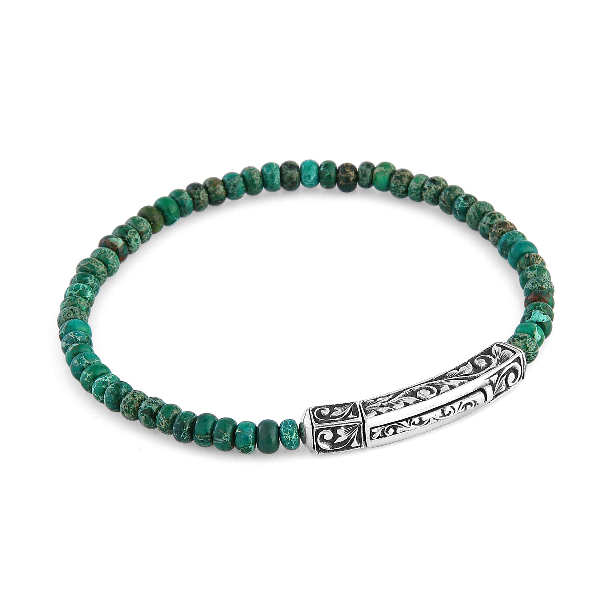 Engraved Square Variscite Bracelet in Sterling Silver