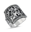 Engraved Square Ring in Sterling Silver