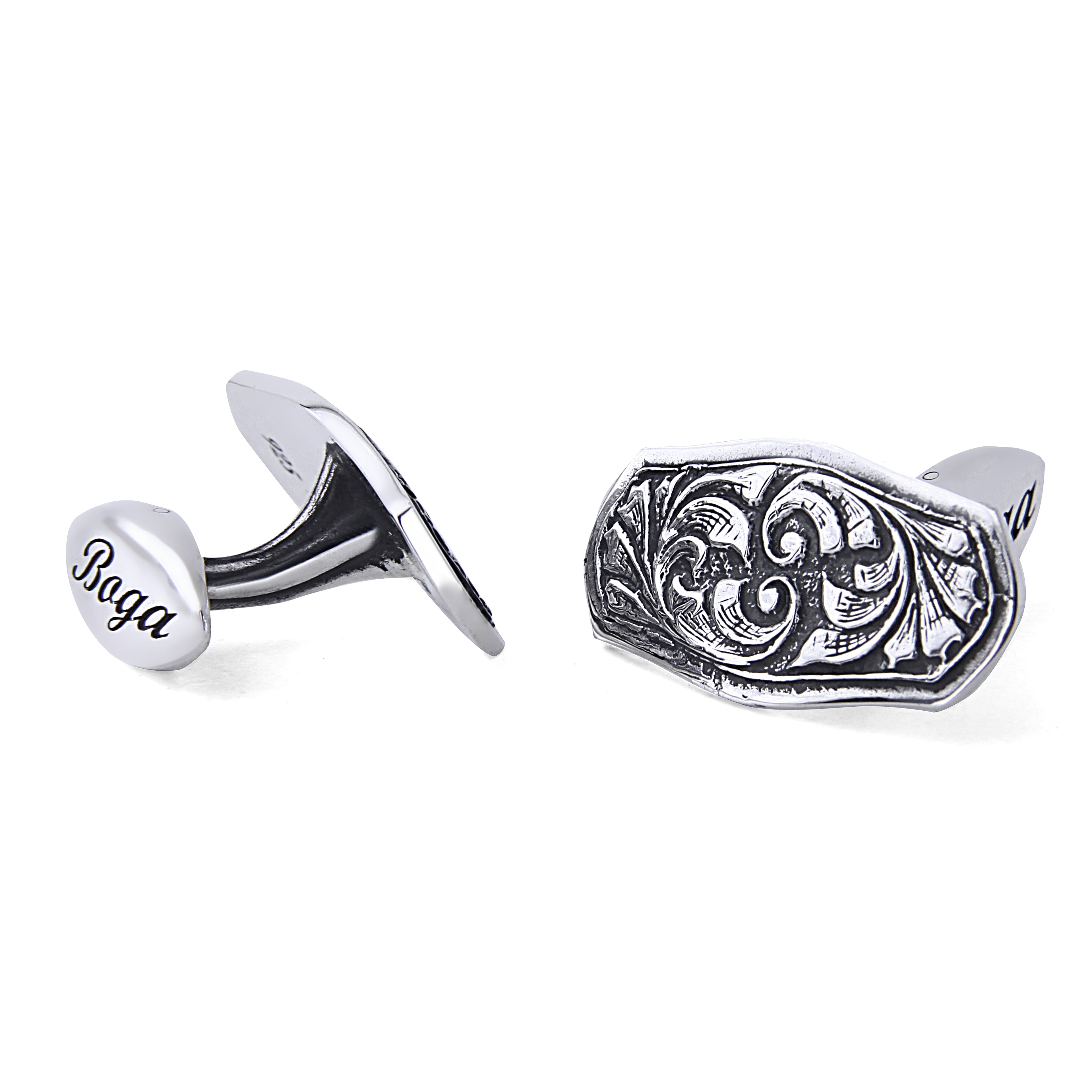 Engraved Strw Cufflinks in Sterling Silver