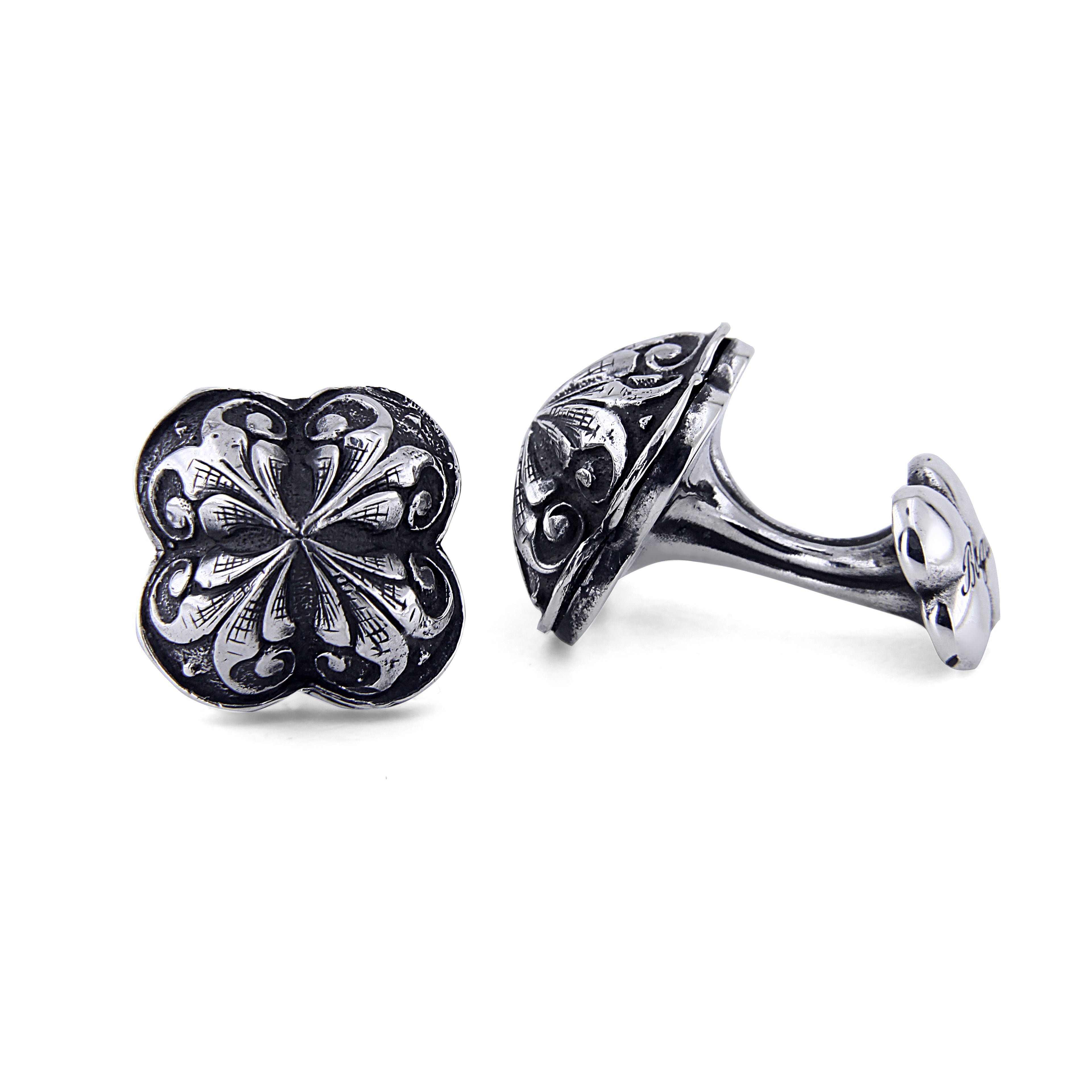 Engraved Sultan Cufflinks in Sterling Silver