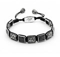 Engraved Zircon Macrame Bracelet in Sterling Silver