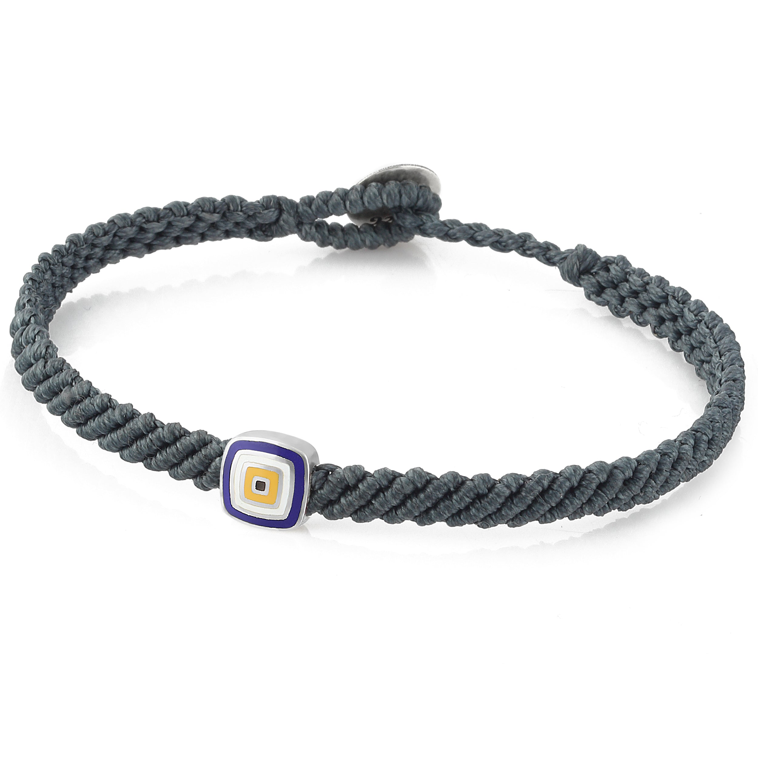 Evil Eye Square Macrame Bracelet in Sterling Silver