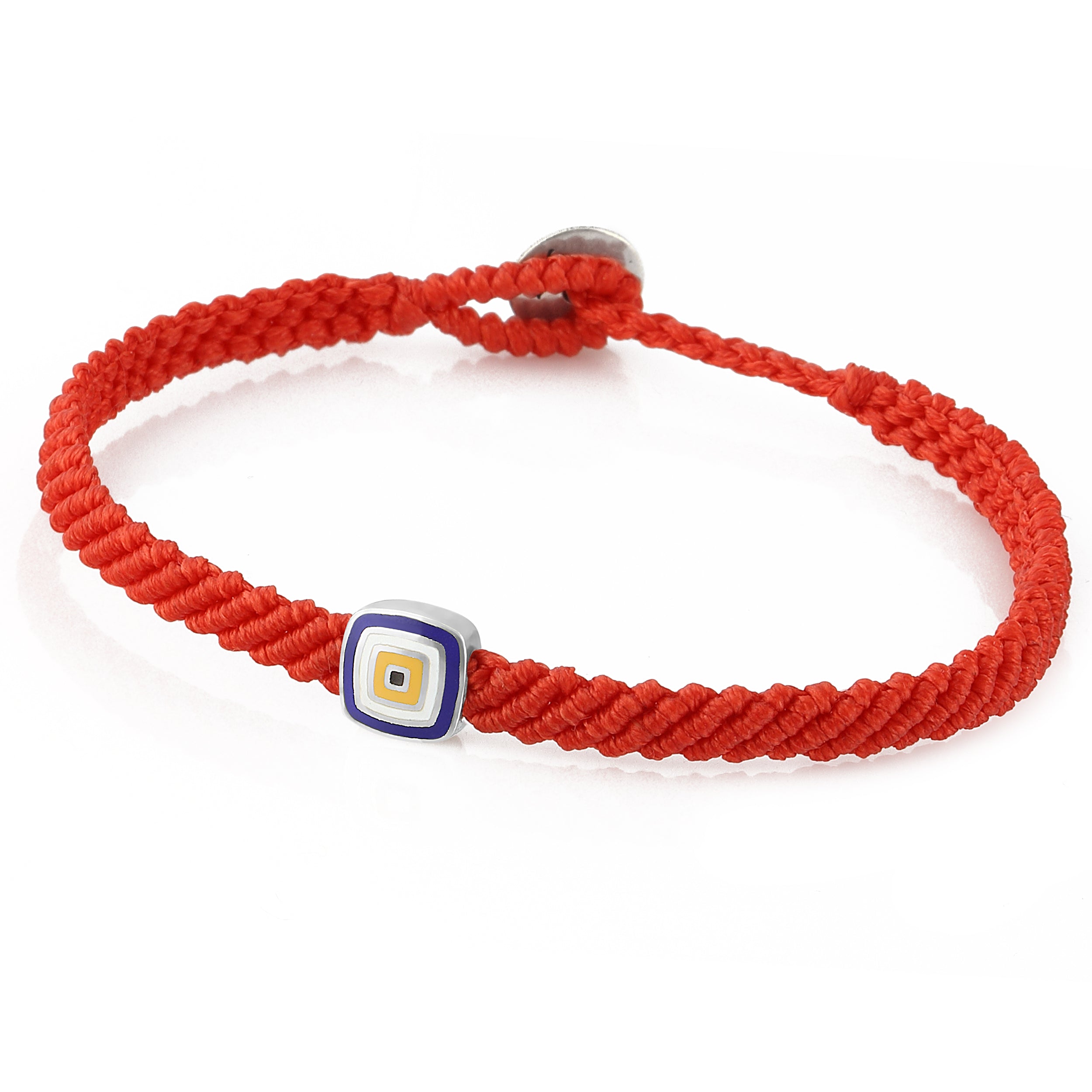 Evil Eye Square Macrame Bracelet in Sterling Silver