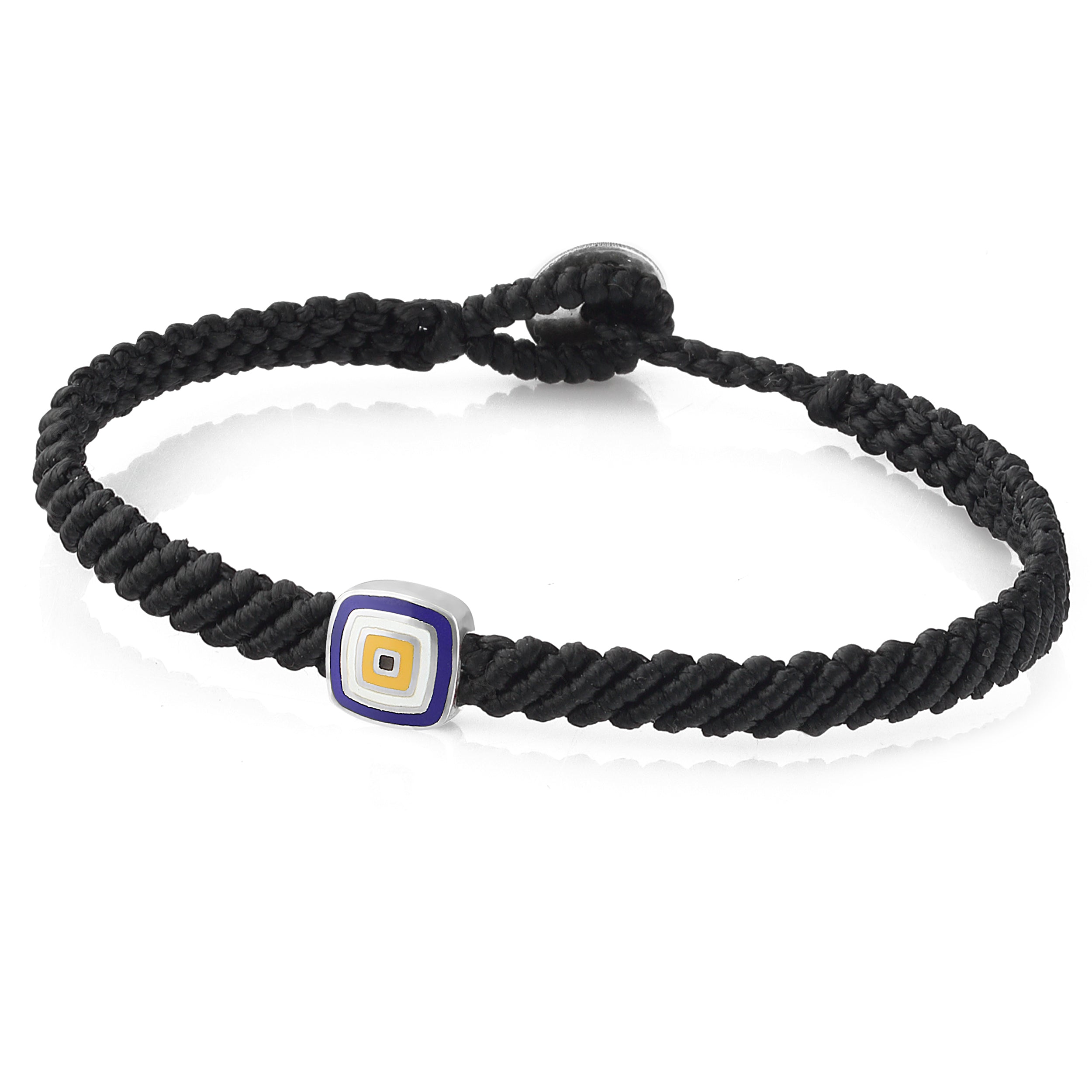 Evil Eye Square Macrame Bracelet in Sterling Silver