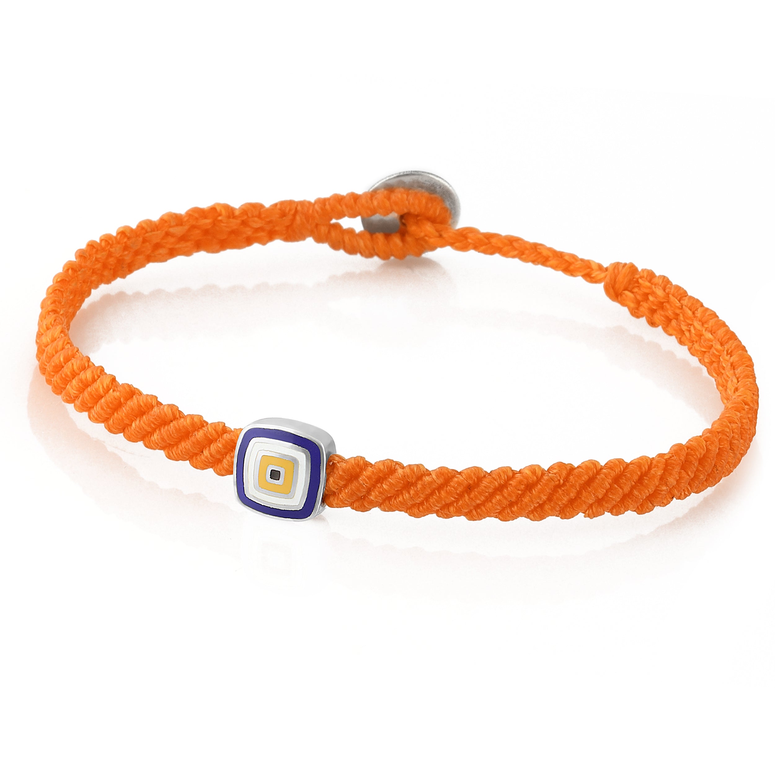 Evil Eye Square Macrame Bracelet in Sterling Silver