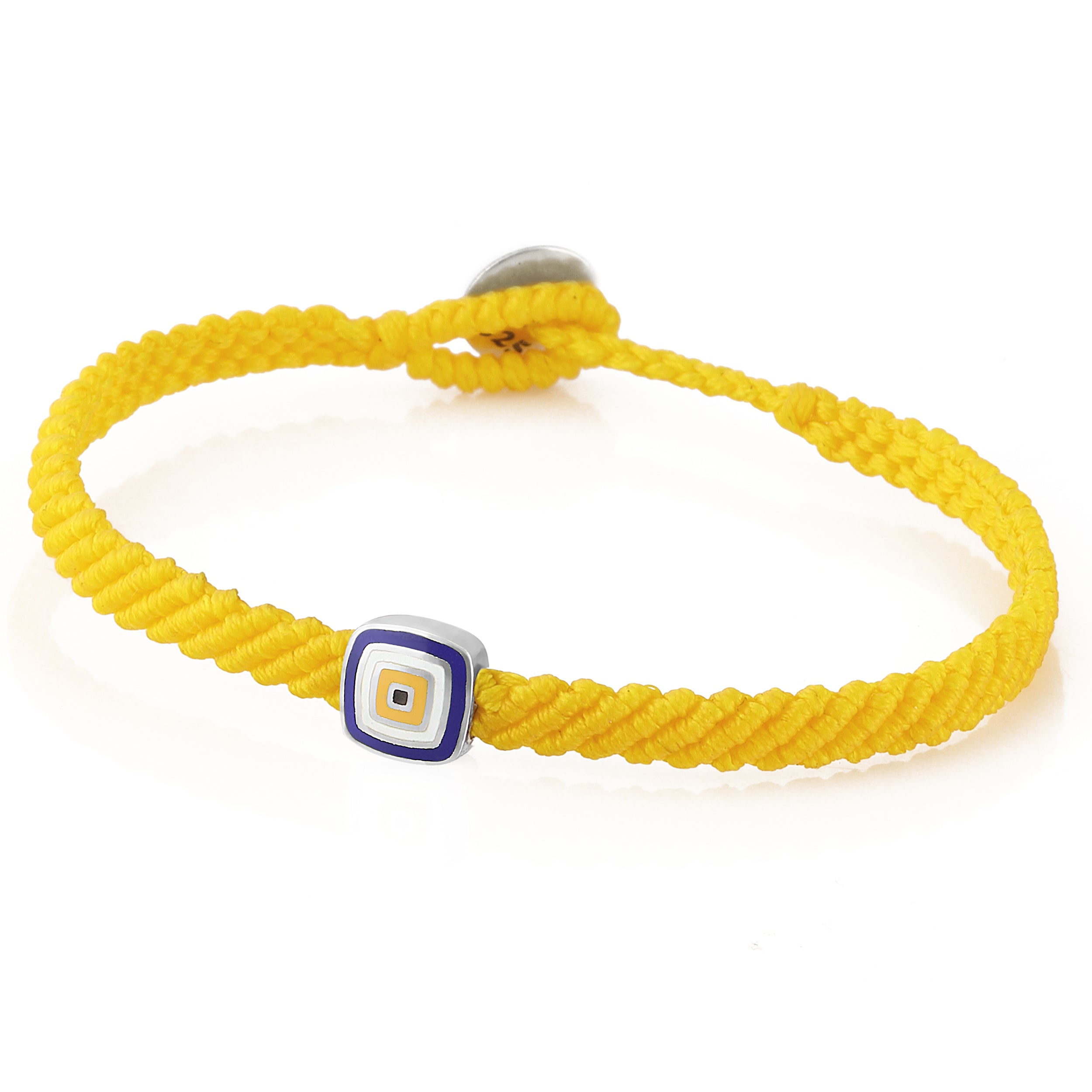 Evil Eye Square Macrame Bracelet in Sterling Silver
