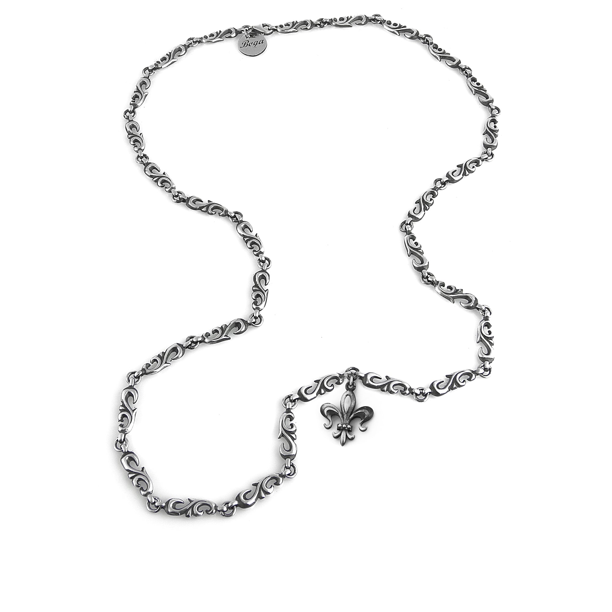 Fancy Fleur de Lis Necklace in Sterling Silver