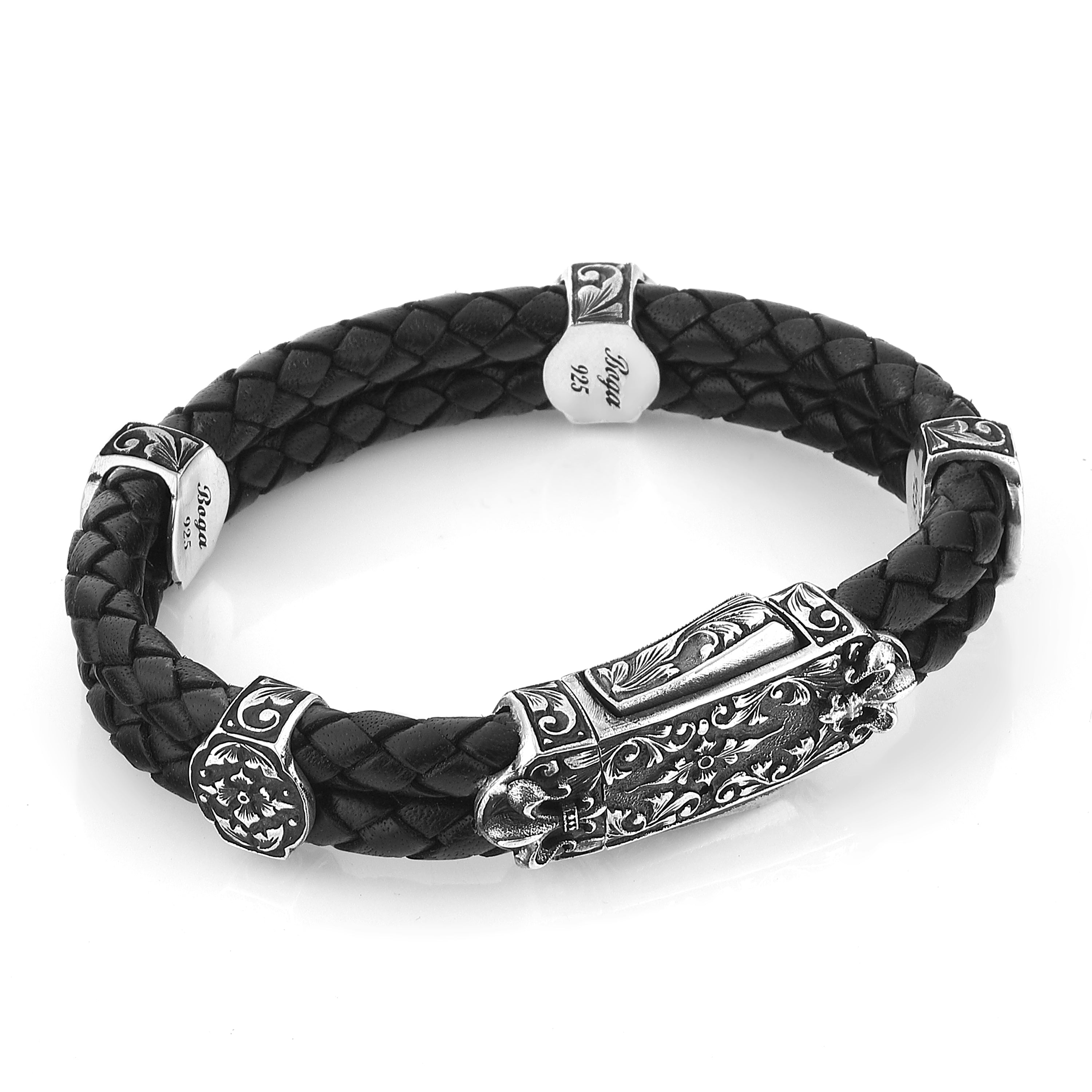 Fancy Side Lock 4g Fleur de Lis Bracelet in Sterling Silver