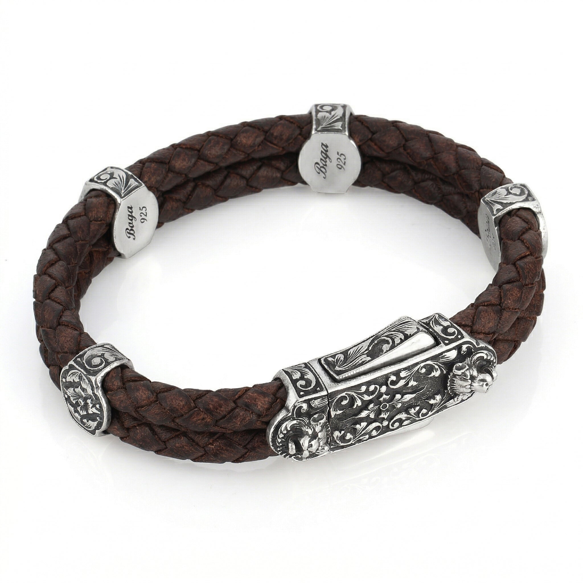 Fancy Side Lock 4g Lion Bracelet in Sterling Silver