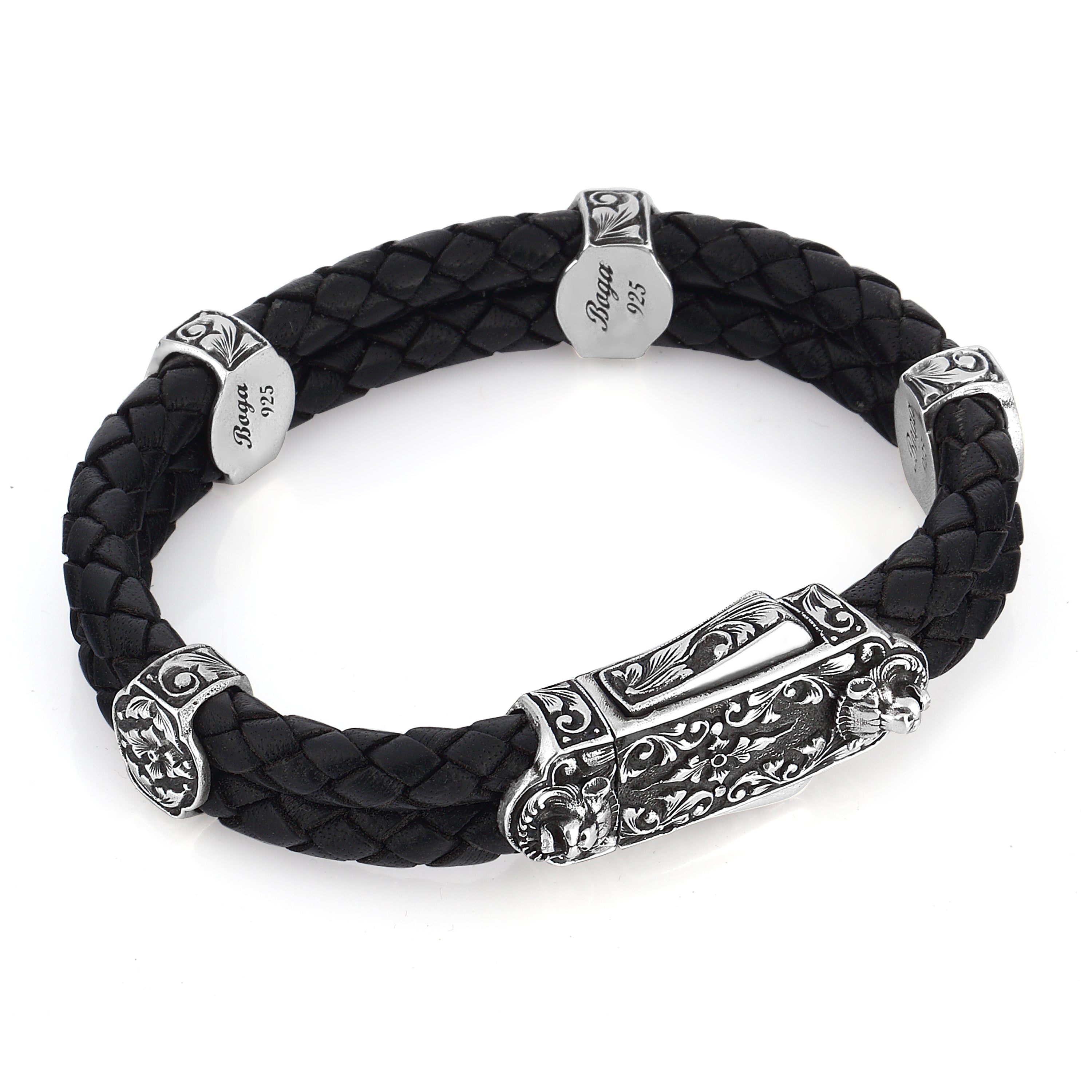 Fancy Side Lock 4g Lion Bracelet in Sterling Silver