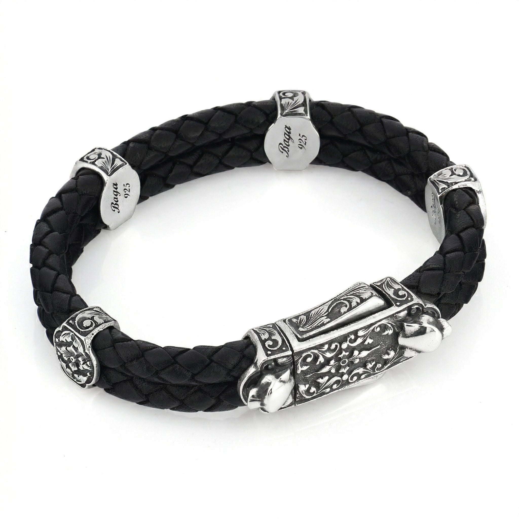 Fancy Side Lock 4g Panther Bracelet in Sterling Silver