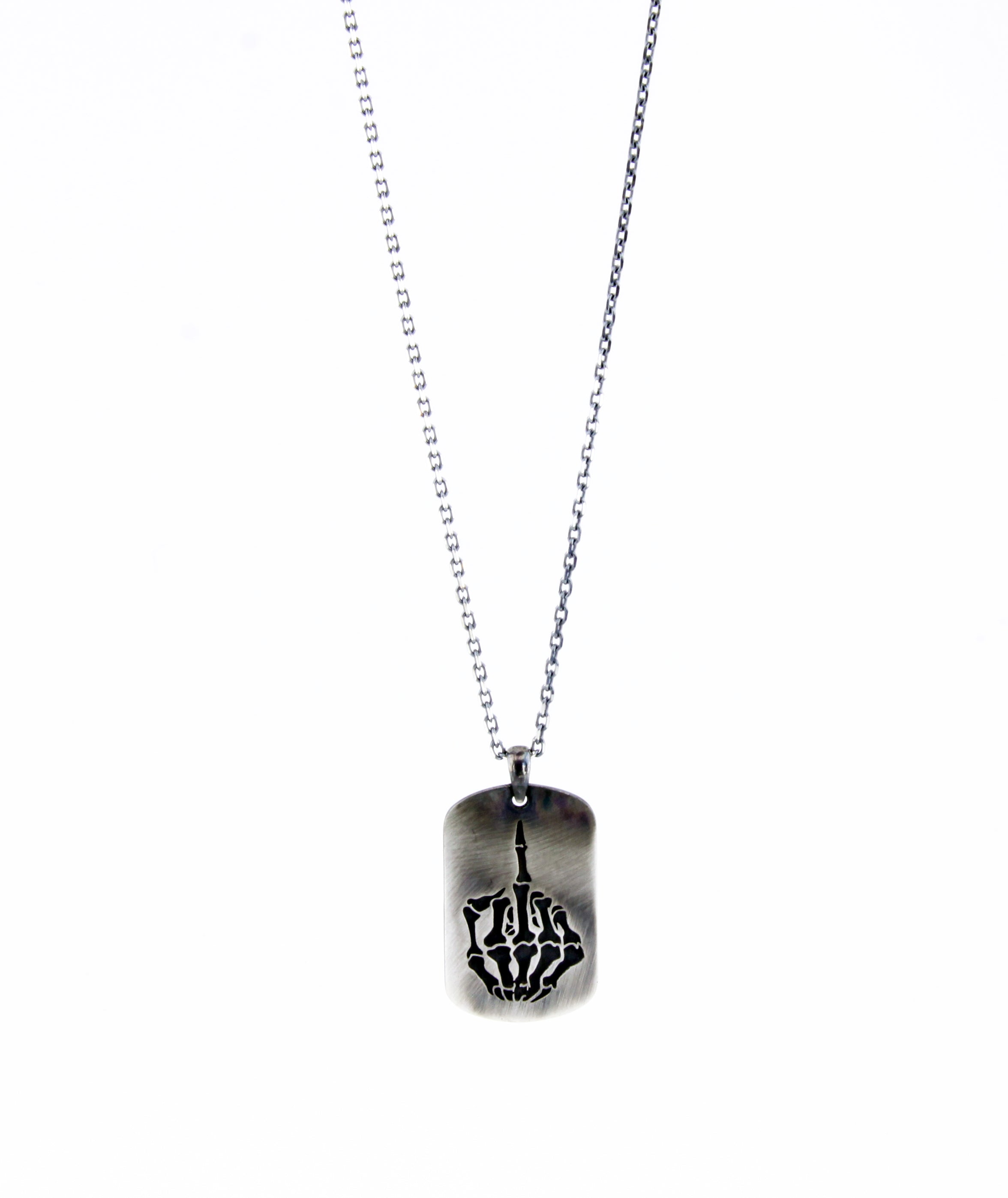 Fck Off Tag Necklace in Sterling Silver