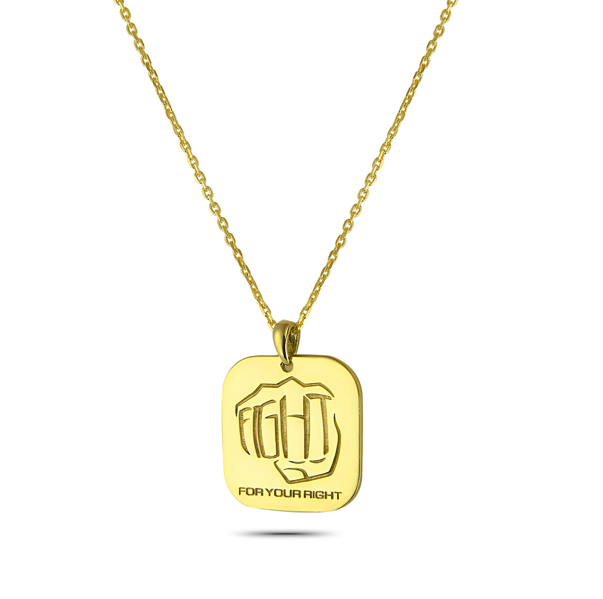 Fight Gold-Plated Necklace, Sterling Silver