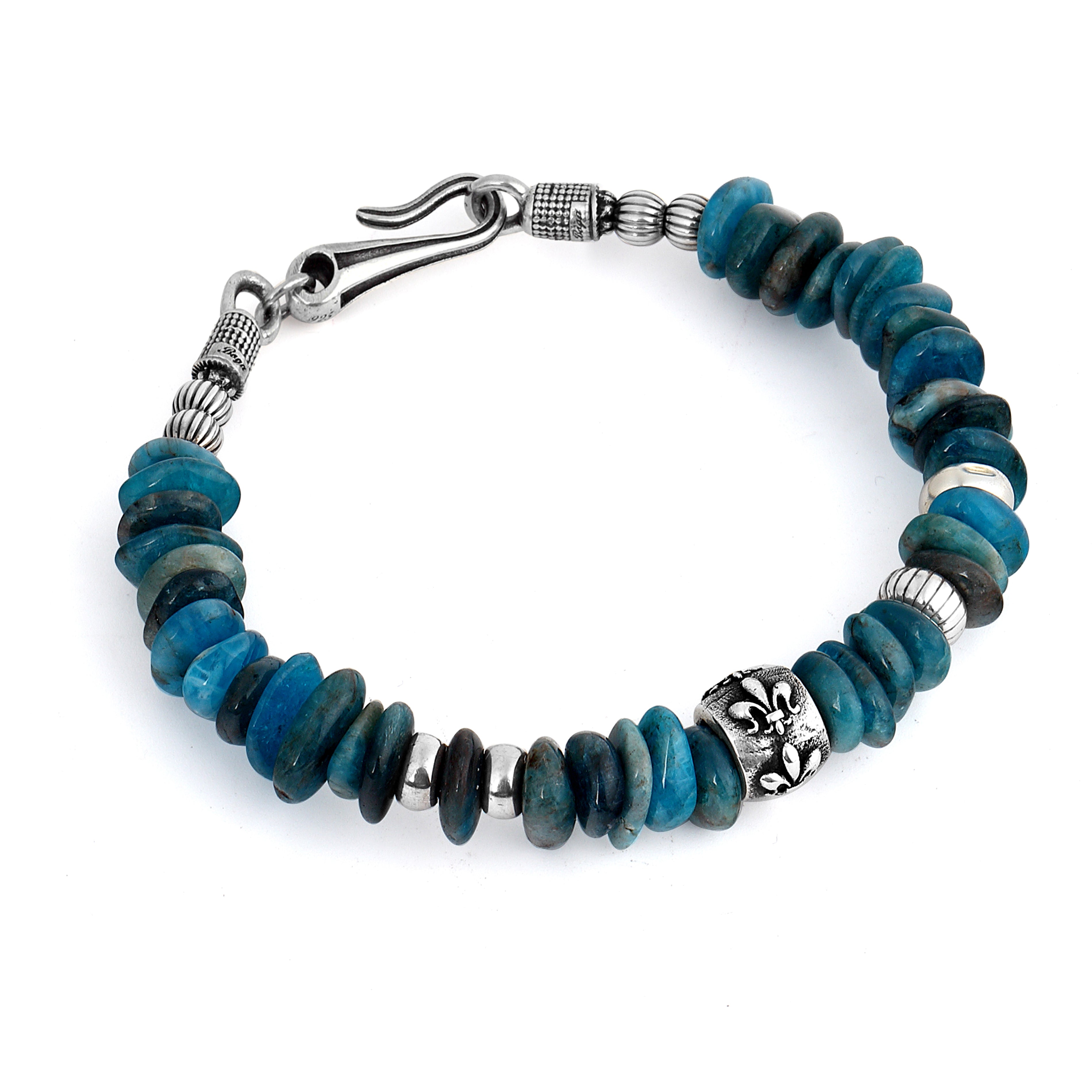 Fleur de Lis Apatite Hook Bracelet in Sterling Silver