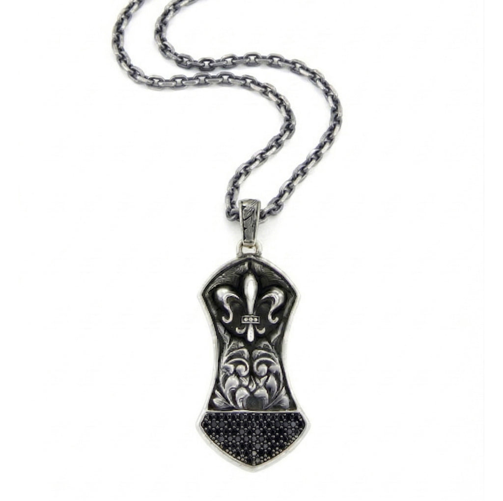 Fleur de Lis Arch Sh Zircon Necklace in Sterling Silver
